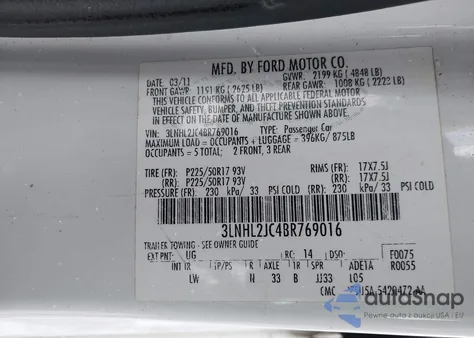 2011 Lincoln Mkz from USA, damaged, VIN 3LNHL2JC4BR769016